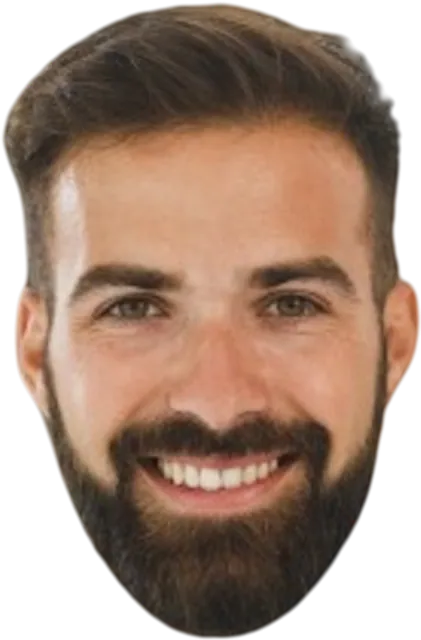 A tightly cropped face cut-out